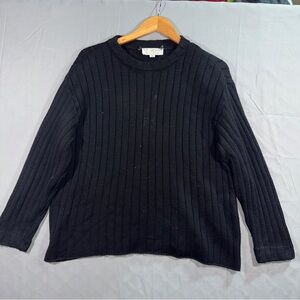 St. John Collection Sweater Womens Medium Black Rib Knit Crewneck Pullover